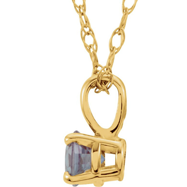 14K Gold Round Alexandrite Youth Birthstone Necklace or Pendant - Yellow Gold - view 4