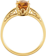14K Gold Oval Natural Citrine Solitaire Ring - view 2