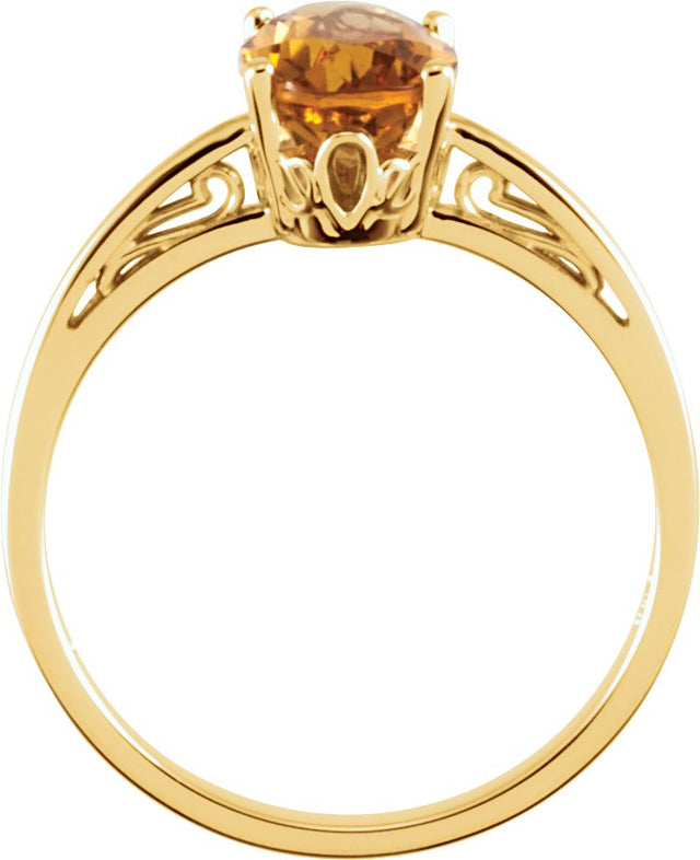 14K Gold Oval Natural Citrine Solitaire Ring - view 2