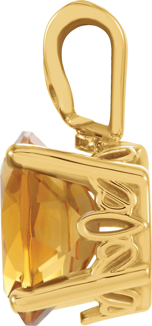 14K Gold Oval Natural Citrine Solitaire Necklace or Pendant - view 2