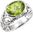 14K Gold Oval Natural Peridot Solitaire Ring