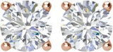 14K Gold Natural Diamond Round 4-Prong Lightweight Stud Earrings - Rose Gold - view 8