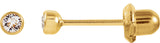 14K Gold Round White Cubic Zirconia Simulated Crystal Piercing Piercing Stud Earrings