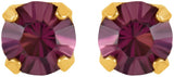 14K Gold Round Amethyst Piercing Piercing Birthstone Stud Earrings - view 2
