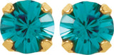 14K Gold Round Simulated Blue Zircon Piercing Piercing Birthstone Stud Earrings - view 2