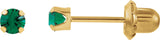 14K Gold Round Emerald Piercing Piercing Birthstone Stud Earrings