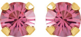 14K Gold Round Pink Tourmaline Piercing Piercing Birthstone Stud Earrings - view 2