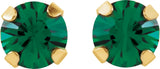 14K Gold Round Emerald Piercing Piercing Birthstone Stud Earrings - view 2