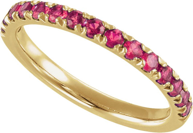 10K Gold Round Lab-Grown Ruby Birthstone Stackable Ring - Yellow Gold - view 12