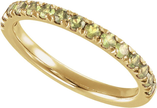 10K Gold Round Natural Peridot Birthstone Stackable Ring - Yellow Gold - view 14