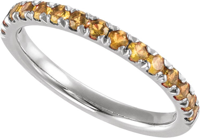 10K Gold Round Natural Citrine Birthstone Stackable Ring - White Gold - view 12