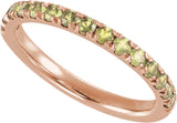 10K Gold Round Natural Peridot Birthstone Stackable Ring - Rose Gold - view 14
