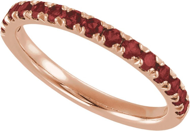 10K Gold Round Natural Mozambique Garnet Birthstone Stackable Ring - Rose Gold - view 14
