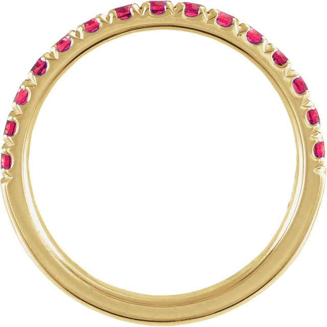 10K Gold Round Lab-Grown Ruby Birthstone Stackable Ring - Yellow Gold - view 10