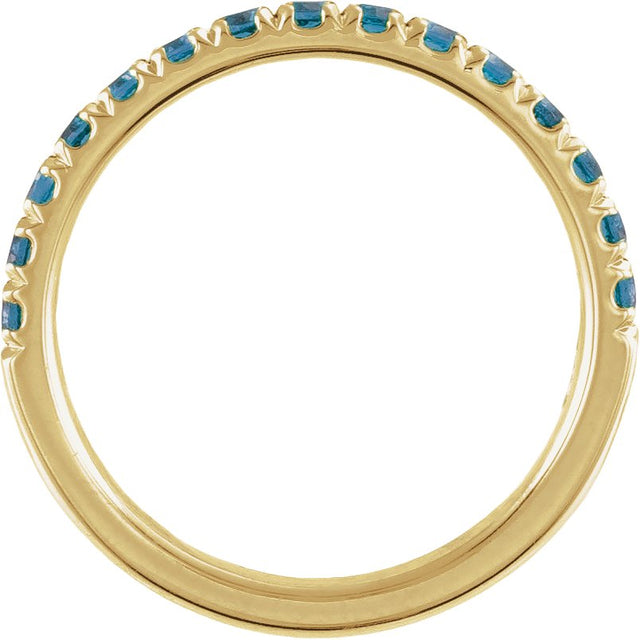 10K Gold Round Natural London Blue Topaz Birthstone Stackable Ring - Yellow Gold - view 10