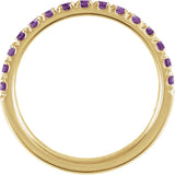 10K Gold Round Natural Amethyst Birthstone Stackable Ring - Yellow Gold - view 11
