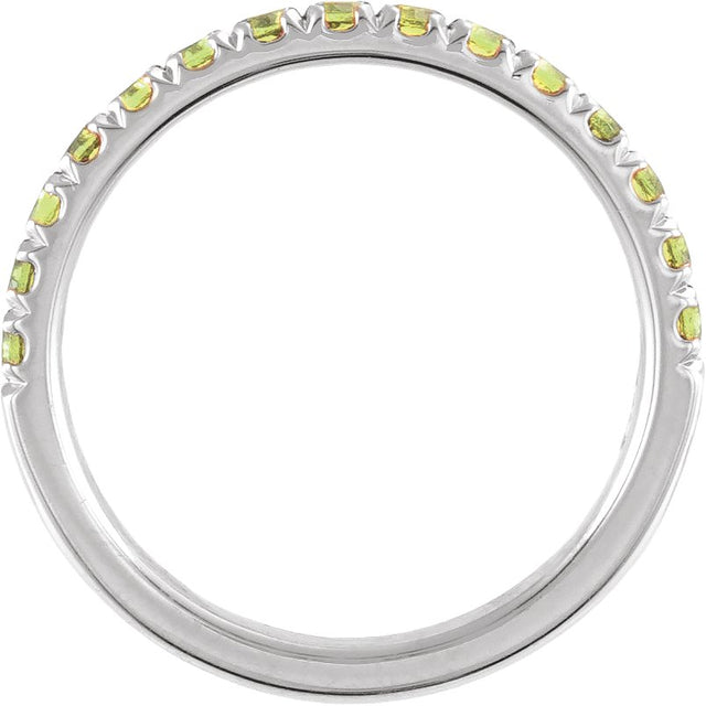 10K Gold Round Natural Peridot Birthstone Stackable Ring - White Gold - view 10