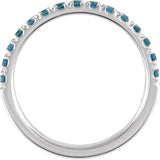 10K Gold Round Natural London Blue Topaz Birthstone Stackable Ring - White Gold - view 12