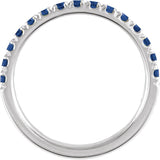 10K Gold Round Natural Blue Sapphire Birthstone Stackable Ring - White Gold - view 10
