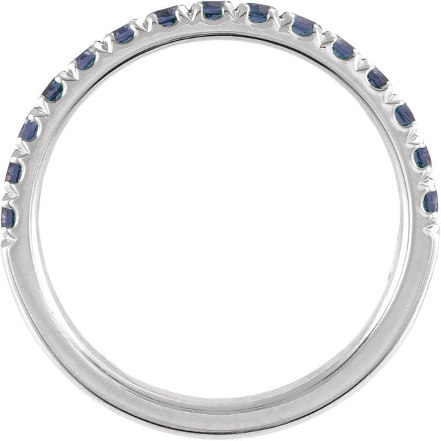 14K Gold Round Natural Alexandrite Birthstone Stackable Ring - White Gold - view 10