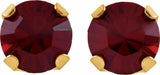 14K Gold Round Mozambique Garnet Piercing Piercing Birthstone Stud Earrings - view 2