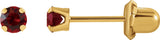 14K Gold Round Ruby Piercing Piercing Birthstone Stud Earrings