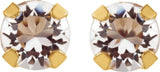 14K Gold Round Sapphire Piercing Piercing Birthstone Stud Earrings - view 2