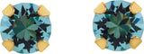 14K Gold Round Aquamarine Piercing Piercing Birthstone Stud Earrings - view 2