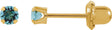 14K Gold Round Aquamarine Piercing Piercing Birthstone Stud Earrings