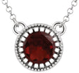 14K Gold Natural Garnet Milgrain Bezel-Set Birthstone Necklace