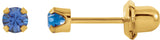 14K Gold Round Blue Sapphire Piercing Piercing Birthstone Stud Earrings
