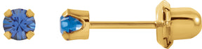 14K Gold Round Blue Sapphire Piercing Piercing Birthstone Stud Earrings
