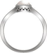 14K Gold Cultured White Freshwater Pearl Milgrain Bezel-Set Solitaire Birthstone Ring - White Gold - view 3