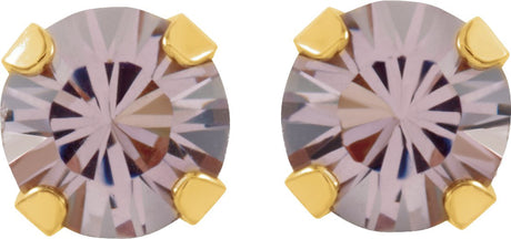 14K Gold Round Alexandrite Piercing Piercing Birthstone Stud Earrings - view 2