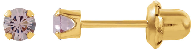 14K Gold Round Alexandrite Piercing Piercing Birthstone Stud Earrings