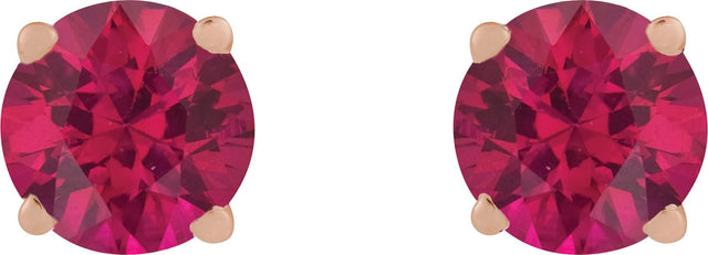 14K Gold Lab-Grown Ruby Round 4-Prong Lightweight Stud Earrings - Rose Gold - view 17