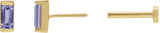14K Gold Natural Tanzanite Straight Baguette Channel-Set Stud Earrings - Yellow Gold