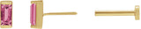 14K Gold Natural Pink Tourmaline Straight Baguette Channel-Set Stud Earrings - Yellow Gold