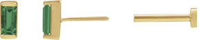 14K Gold Natural Green Tourmaline Straight Baguette Channel-Set Stud Earrings - Yellow Gold