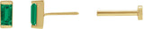 14K Gold Lab-Grown Emerald Straight Baguette Channel-Set Stud Earrings - Yellow Gold