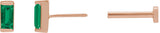 14K Gold Lab-Grown Emerald Straight Baguette Channel-Set Stud Earrings - Rose Gold
