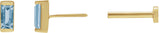 14K Gold Lab-Grown Aqua Sapphire Straight Baguette Channel-Set Stud Earrings - Yellow Gold