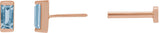 14K Gold Lab-Grown Aqua Sapphire Straight Baguette Channel-Set Stud Earrings - Rose Gold