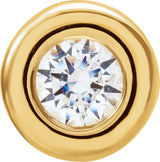 14K Gold Round White Cubic Zirconia Birth of a Child Solitaire Pendant - Yellow Gold
