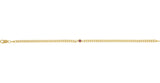14K Gold Round Natural Pink Tourmaline Bezel-Set Solitaire Curb Link Bracelet - view 10