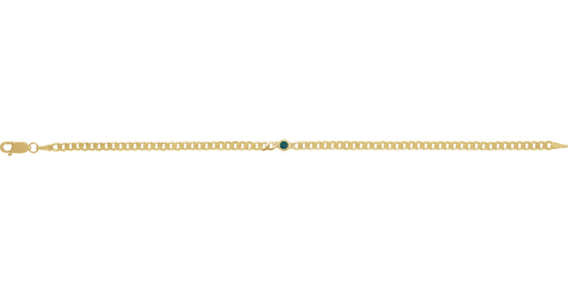 14K Gold Round Lab-Grown Alexandrite Bezel-Set Solitaire Curb Link Bracelet - view 12