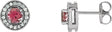 14K Gold Natural Pink Tourmaline & Natural Diamond Round 4-Prong Halo-Style Earrings - White Gold