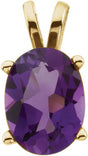 14K Gold Oval Natural Amethyst Solitaire Pendant