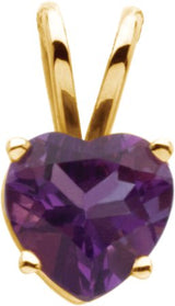 14K Gold Natural Amethyst Heart Necklace or Pendant