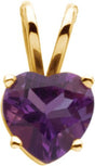 14K Gold Natural Amethyst Heart Necklace or Pendant